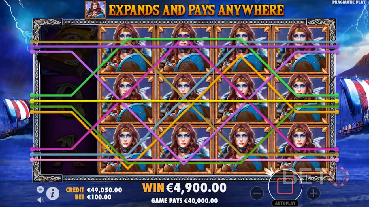 I Free Spins-runden kan udvidende symboler dække hele hjul på spilleautomaten
