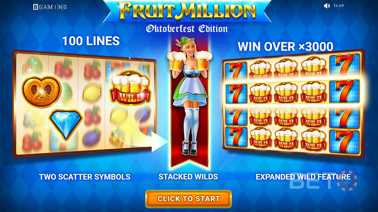 Nyd forskellige temaer på Fruit Million spillemaskinen - Oktoberfestudgaven