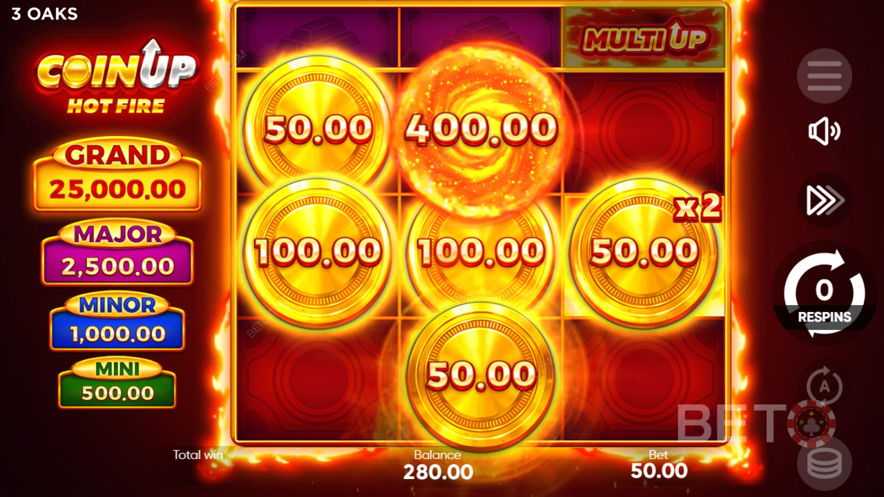 Sådan spiller du Coin Up: Hot Fire fra 3 Oaks Gaming