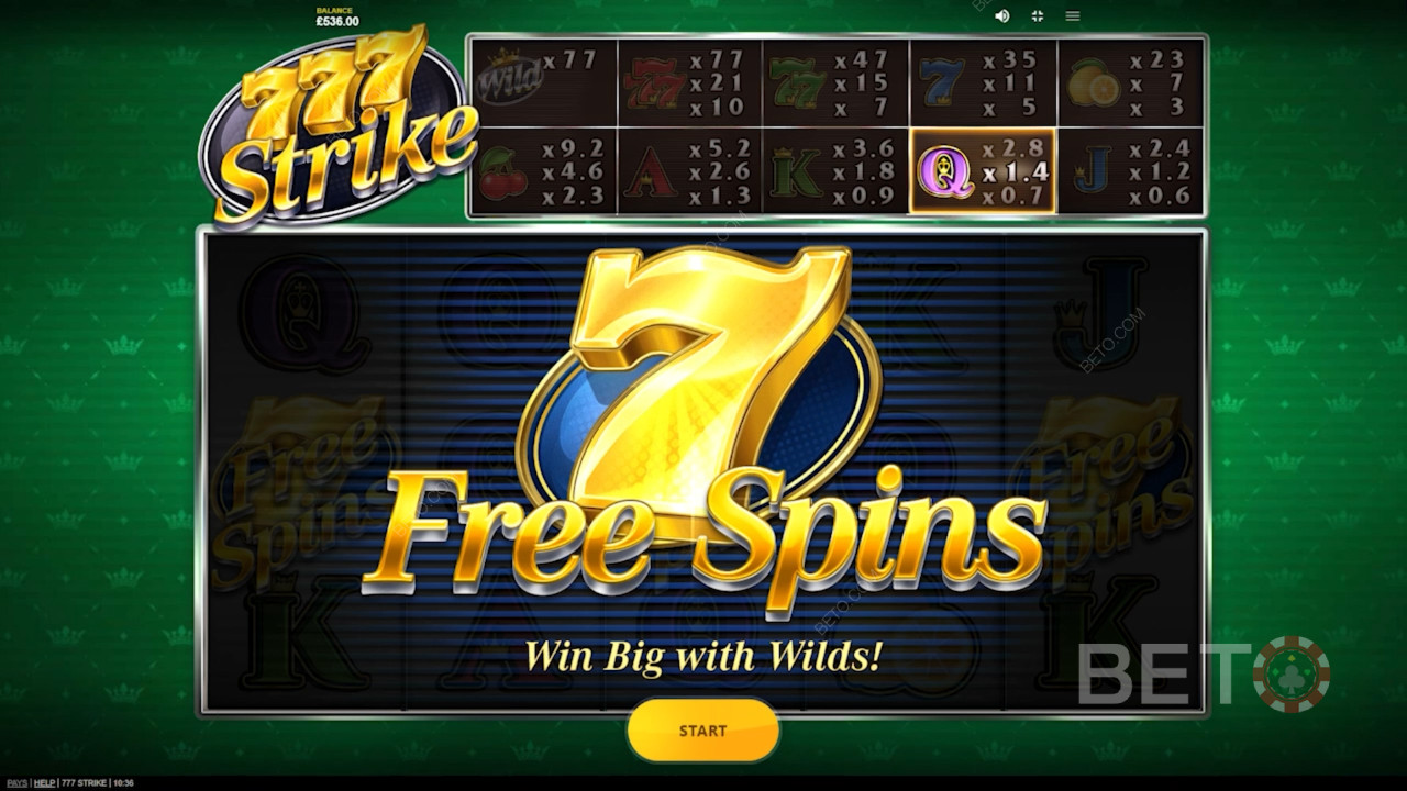 Ekstremt gavmild Free Spins-bonusrunde i 777 Strike