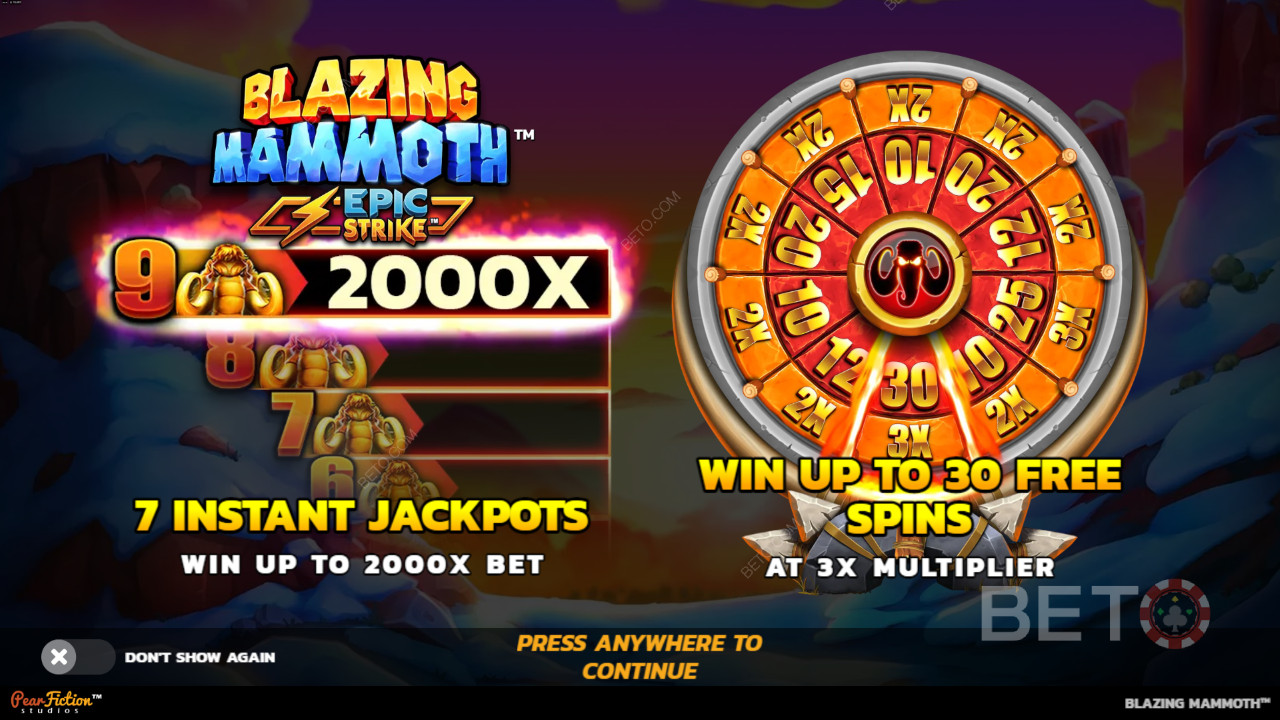 Vind op til 2.000 gange din indsats i Blazing Mammoth spilleautomat