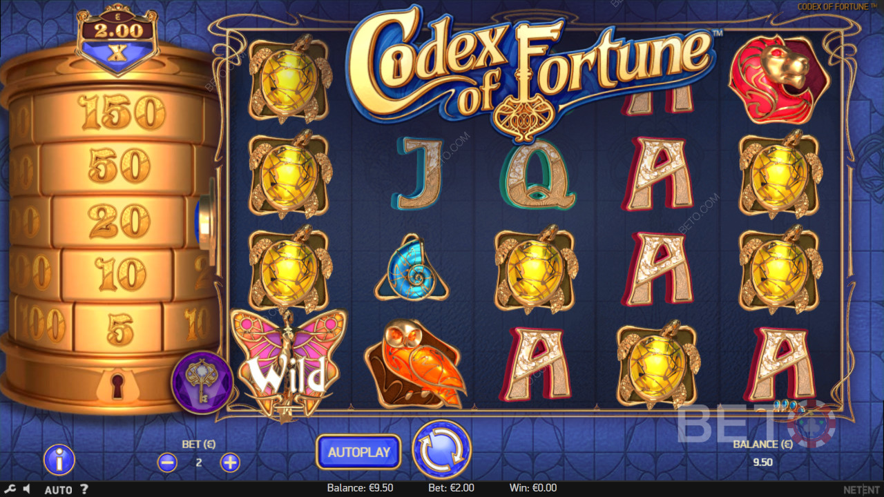 Blå-guld farveskema i Codex of Fortune