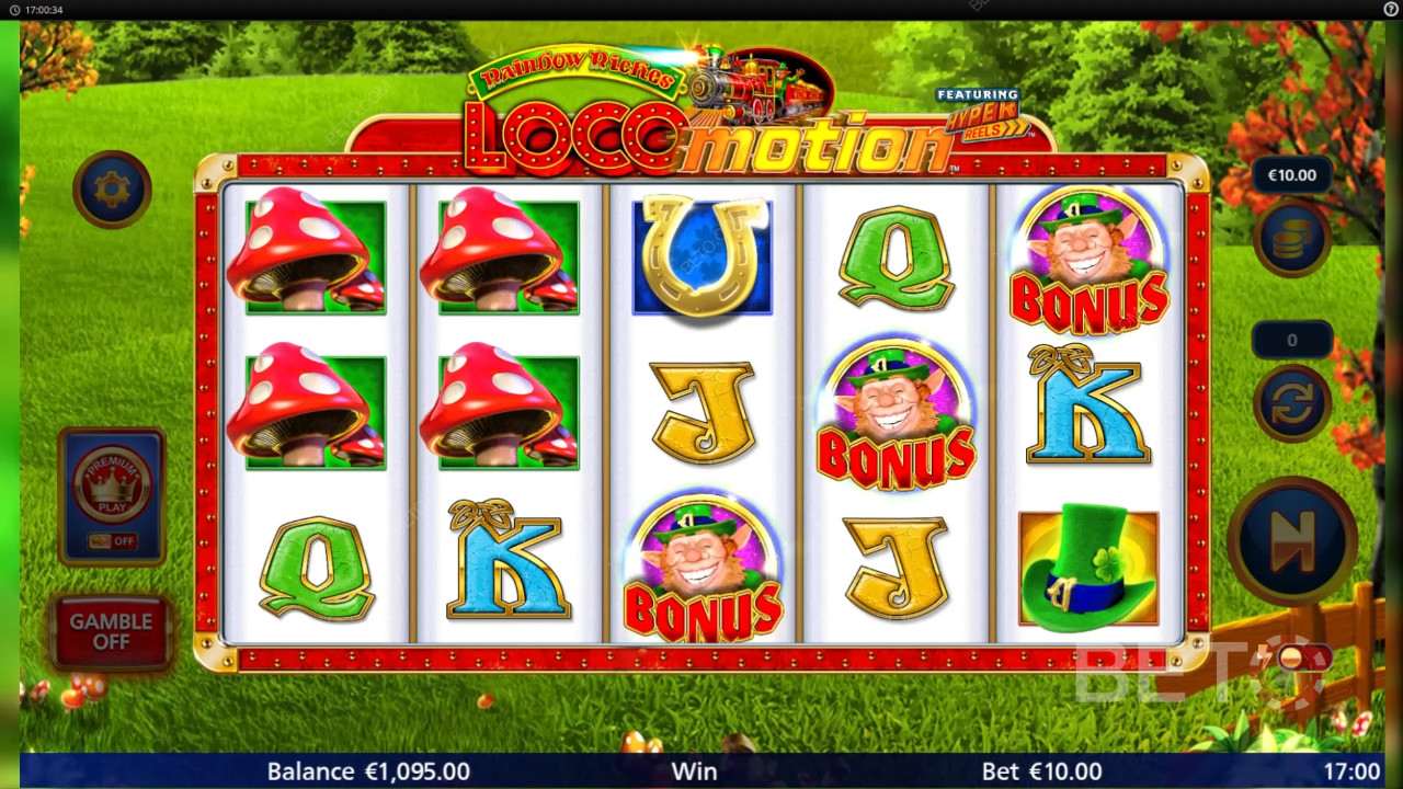 Bonusfunktioner i Rainbow Riches Locomotion fra Light and Wonder forklaret