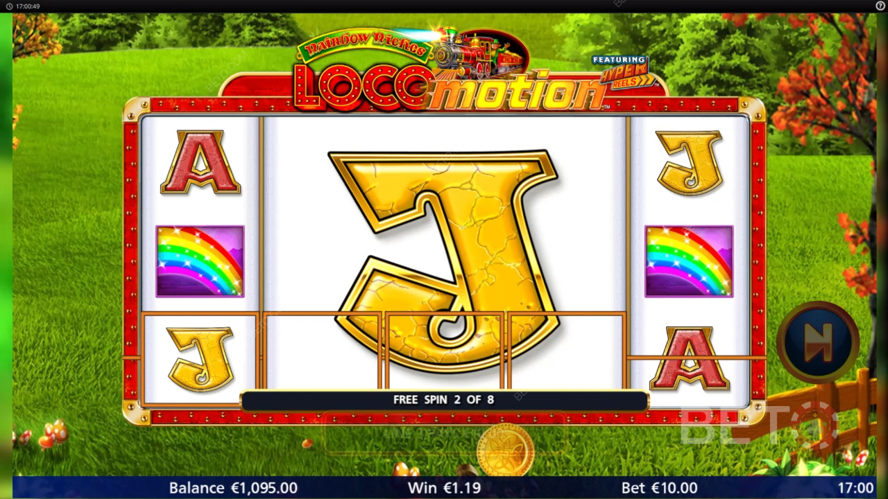 Vind 1.037 gange din indsats i Rainbow Riches Locomotion spilleautomat!