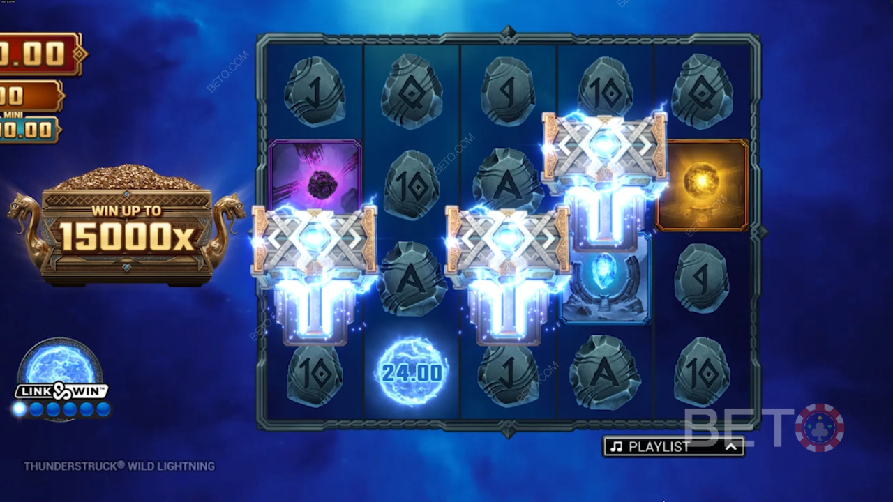Udløs Free Spins med 3 eller flere Scatters i Thunderstruck Wild Lightning spilleautomaten