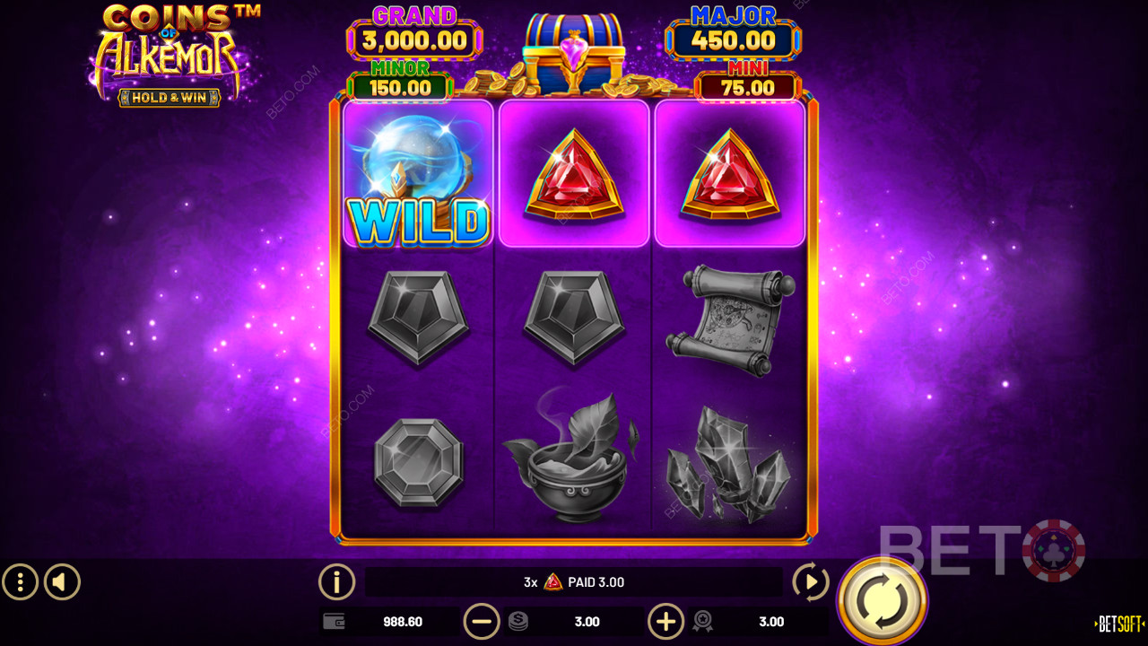 Bonusfunktioner i Coins of Alkemor – Hold & Win fra Betsoft