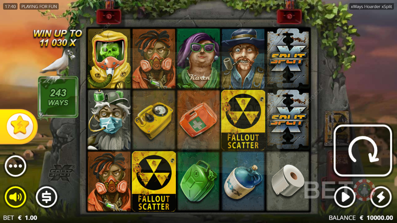 Vind gevinster på op til 11.030 gange indsatsen i xWays Hoarder xSplit spilleautomat