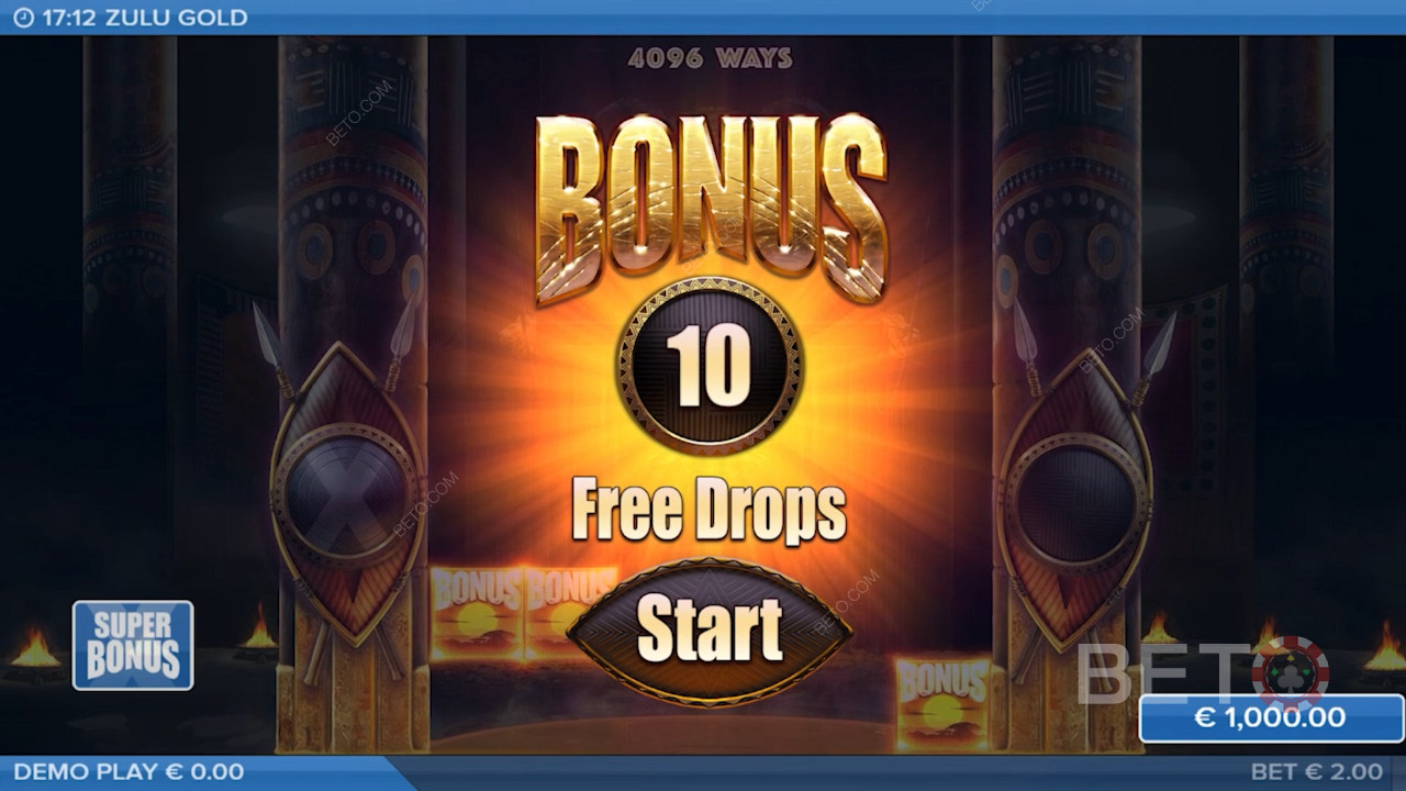 Multiplikator Free Drops-funktionen giver dig 10-25 free spins på spillemaskinen