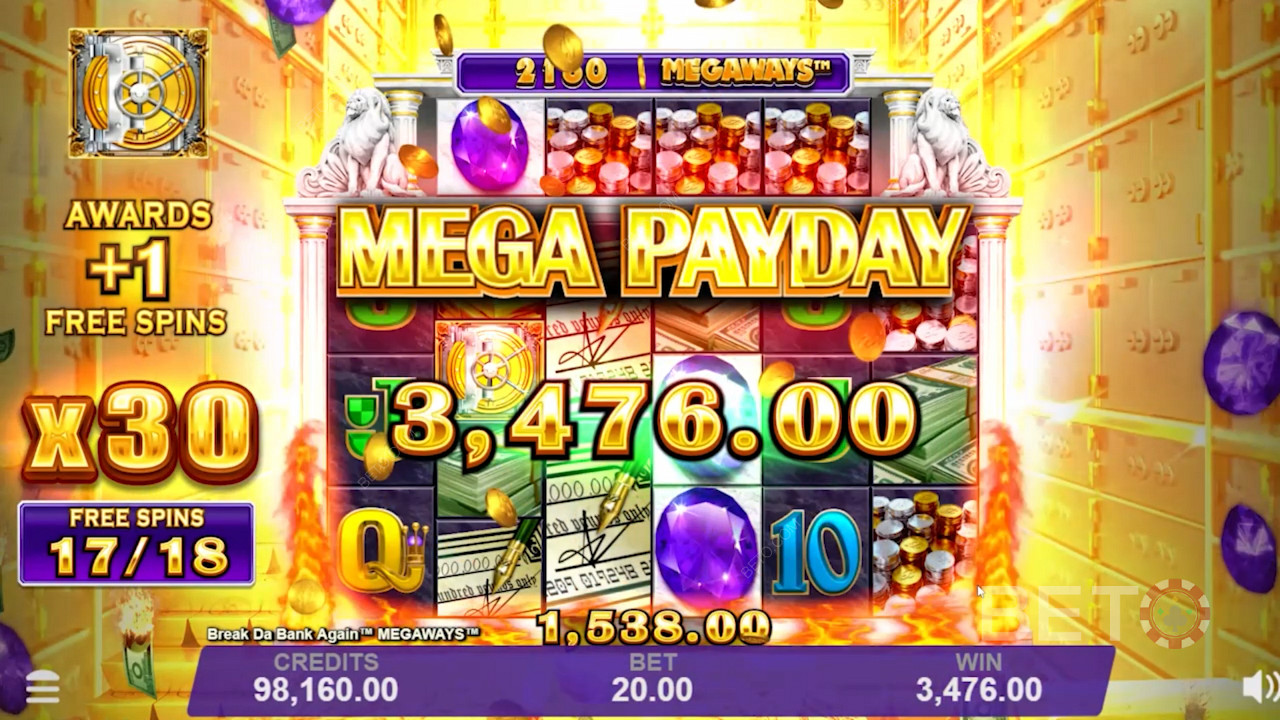 Den meget generøse Mega Payday/Mega Lønningsdag i Break Da Bank Again Megaways