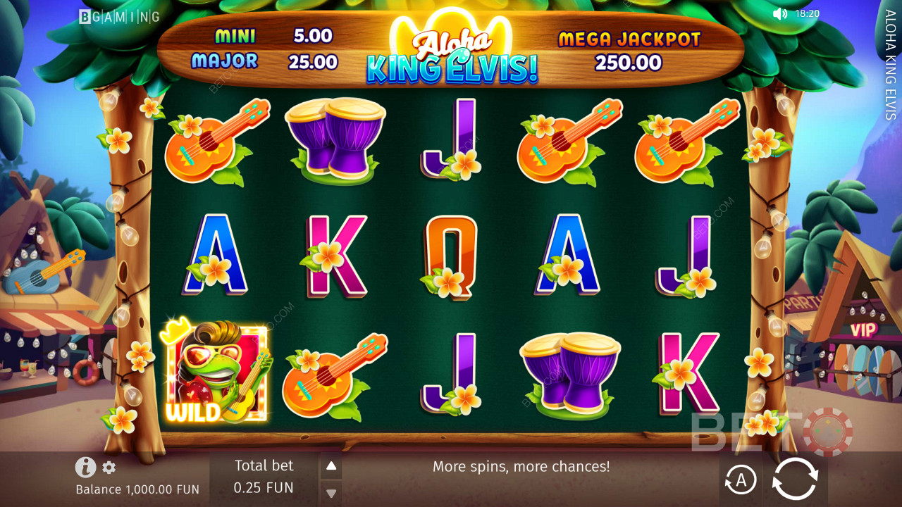 Oplev enkle, men fascinerende spillemaskiner i Aloha King Elvis 