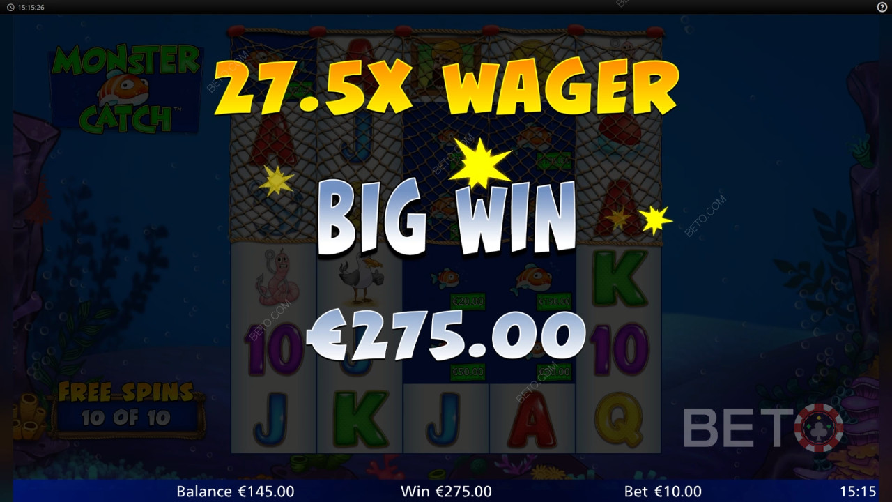 Vind 736x Din indsats i Monster Catch spilleautomaten!