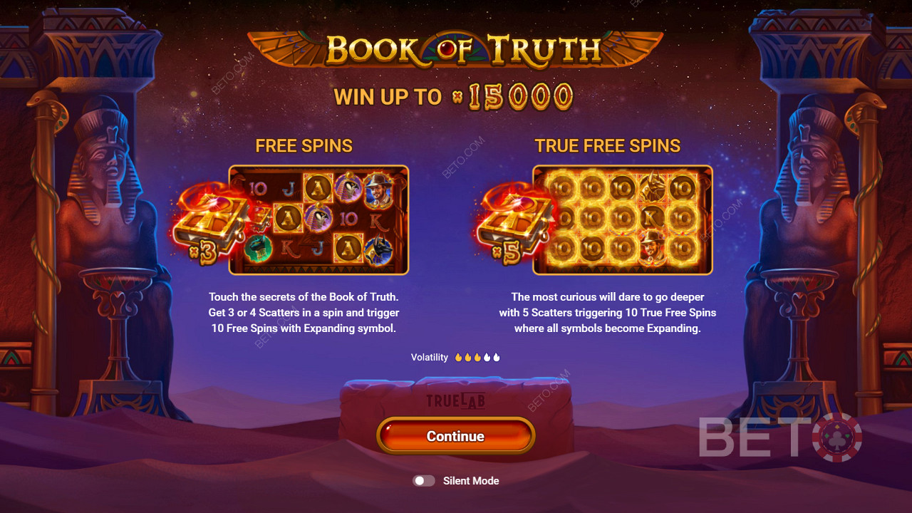 Free Spins og True Spins på Book of Truth-spilleautomaten