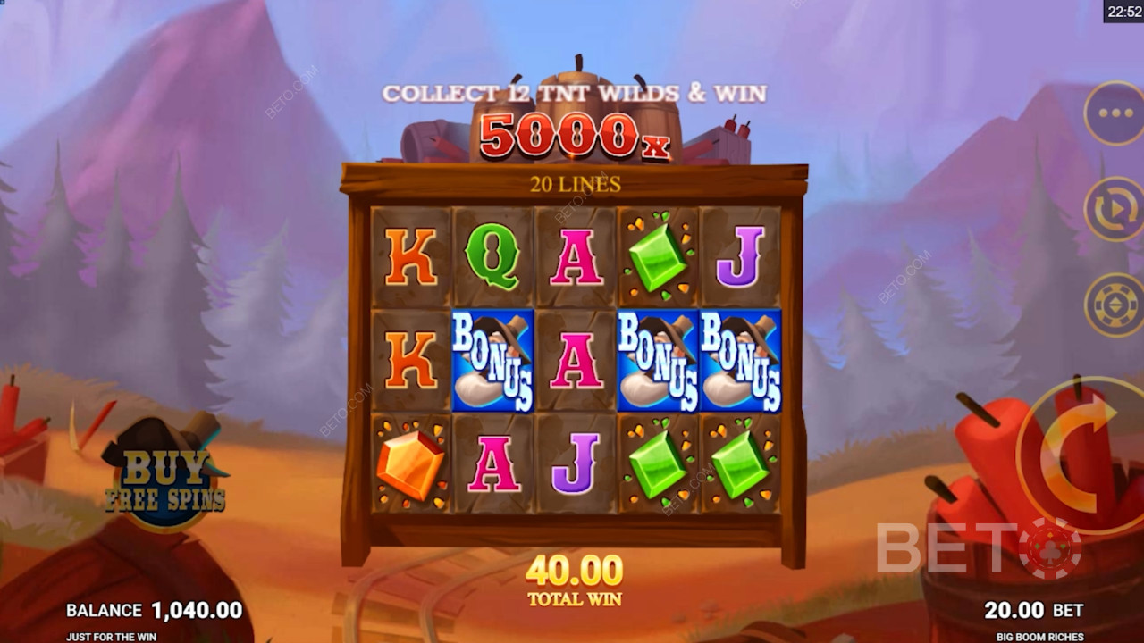 Træinspireret gitter i Big Boom Riches