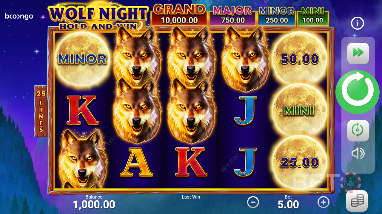 Wolf Night spillemaskine med bonusrunde, jackpots og free spins udviklet af Booongo