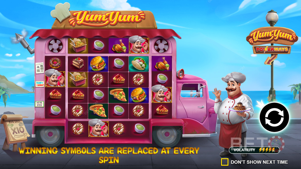 Vindende symboler erstattes i Yum Yum Powerways