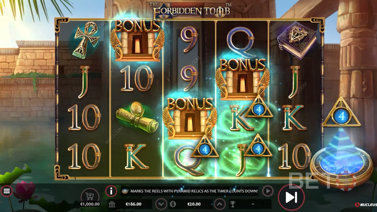 Udløs Gratis Spins med 5 til 10 Wilds i Den Forbudte Grav fra Nucleus Gaming