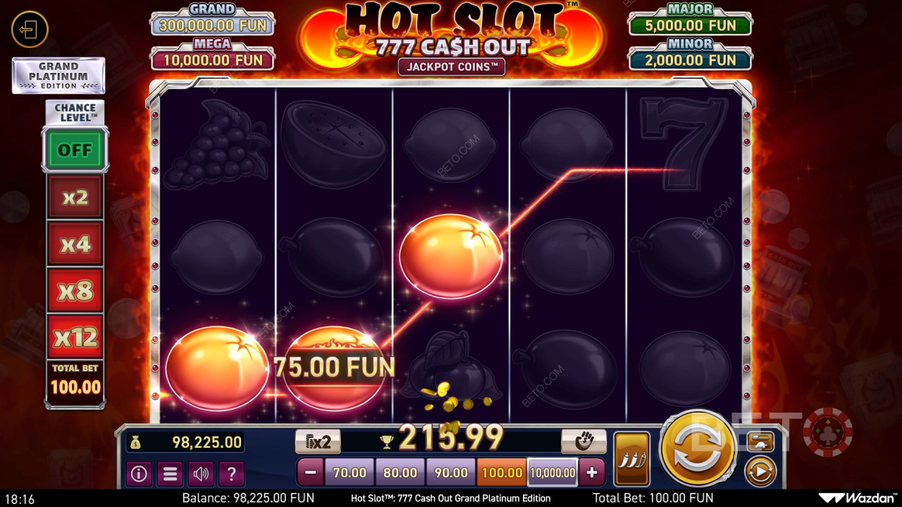 Sådan spiller du Wazdans Hot Slot: 777 Cash Out Grand Platinum Edition