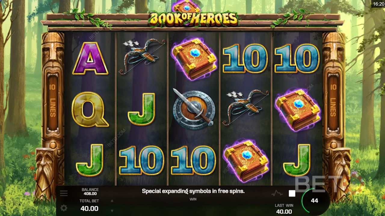 Nyd gratis spins, udvidende symboler og mere i Book of Heroes spilleautomat