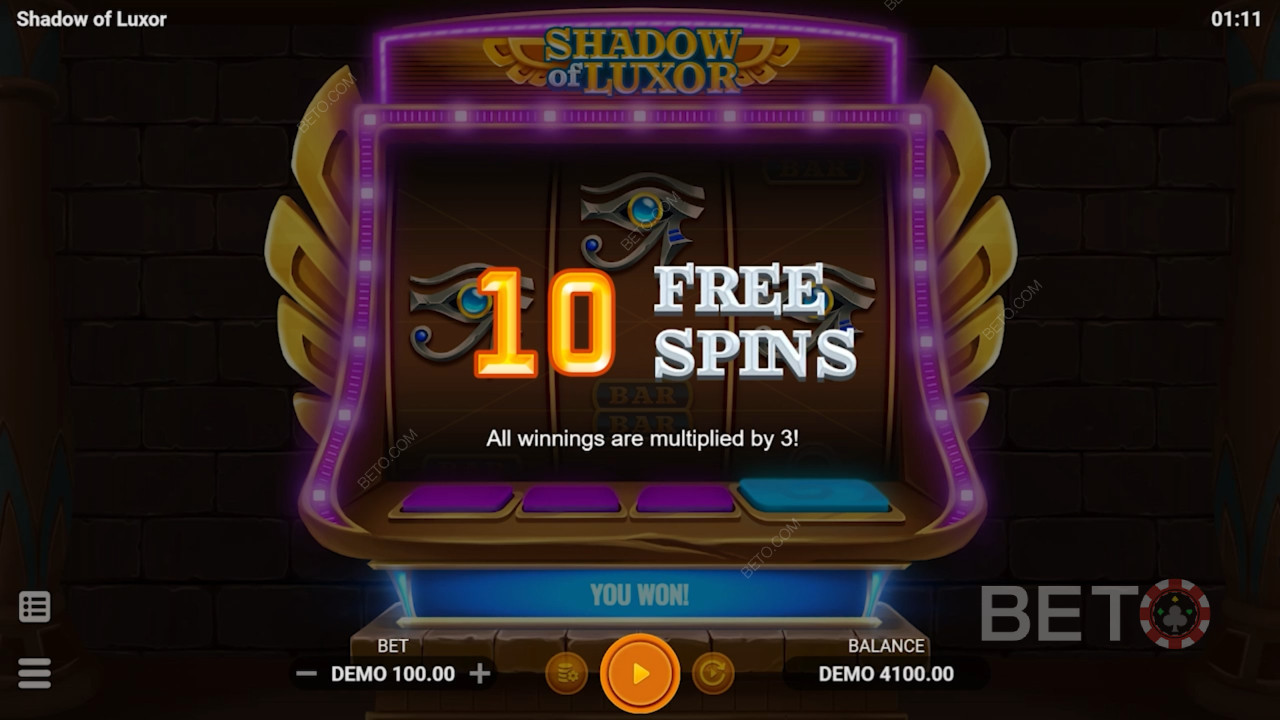 Givende gratisspil i den klassiske spilleautomat Shadow of Luxor