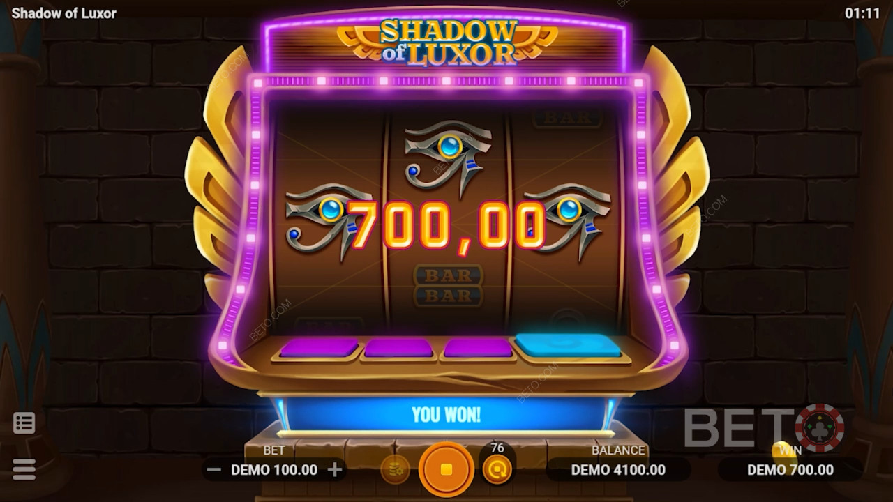 Unikt gittermønster i Shadow of Luxor spilleautomat med oldtidscivilisationer