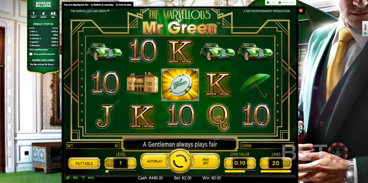 Den bedste side til online spilleautomater er Mr Greens spilleside