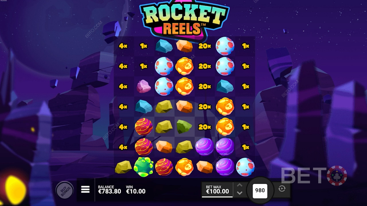 Vind belønninger op til 10.000x værd i Rocket Reels spillemaskinen