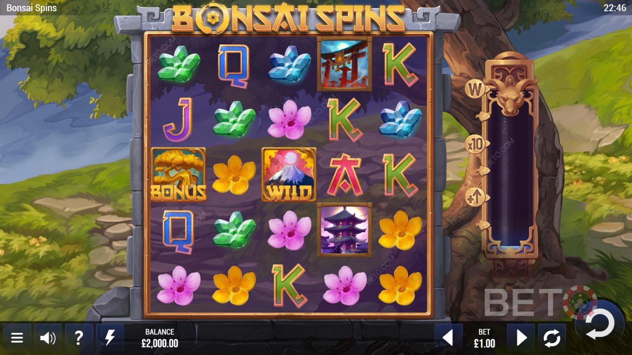 Skovtema-spillet Bonsai Spins udviklet af Epic Industries