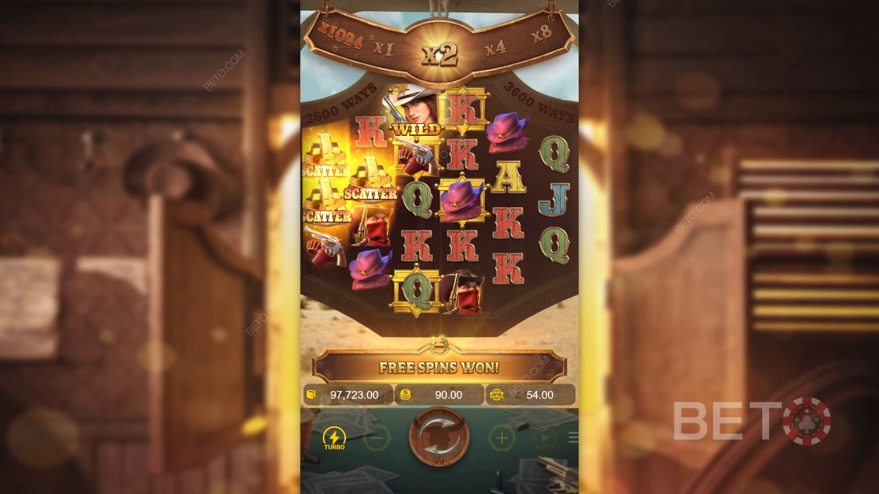 Bonusfunktioner i Vilde Vest-spillet Wild Bounty Showdown