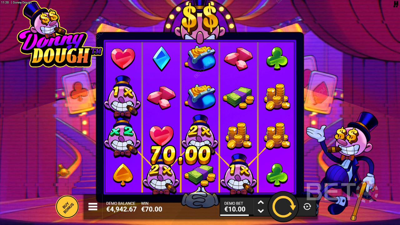 Vind 10.000 gange din indsats i Donny Dough spilleautomaten!