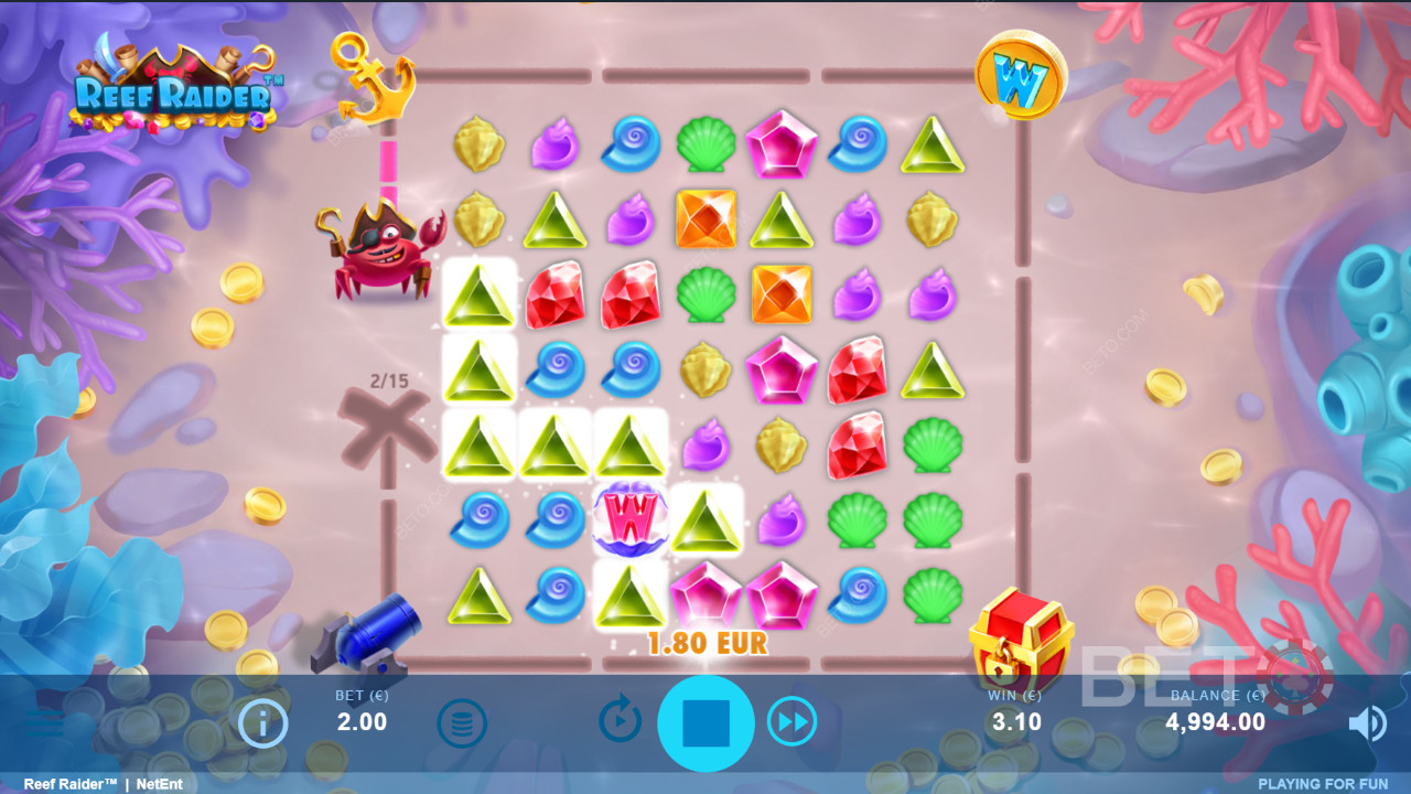 Fyld skattestien for at vinde flere og flere gratis spins i Reef Raider