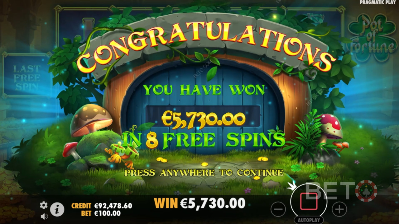 Vind 5.000 gange din indsats i Pot of Fortune spilleautomaten!