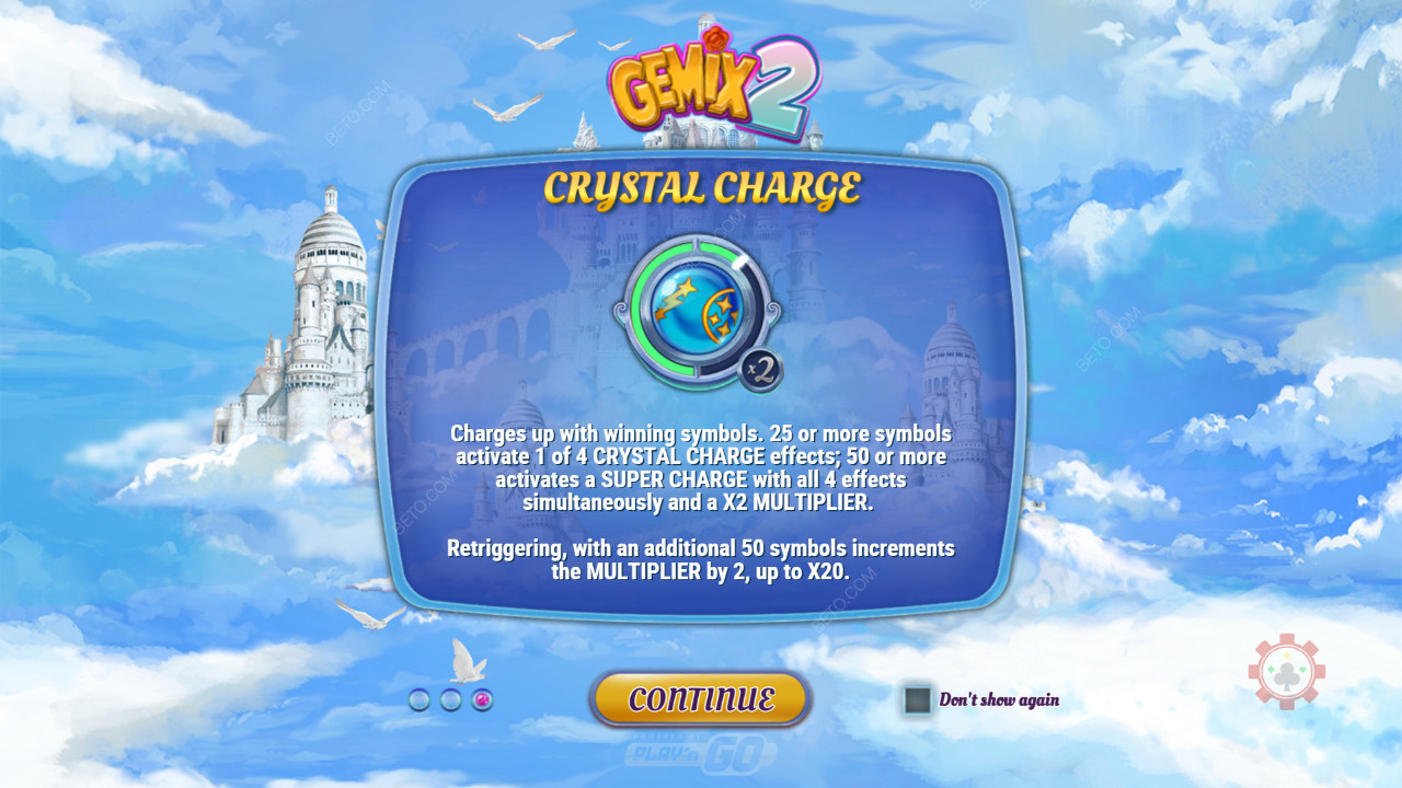 Oplad måleren med gevinstsymboler og udløs Crystal Charge-effekter i Gemix 2