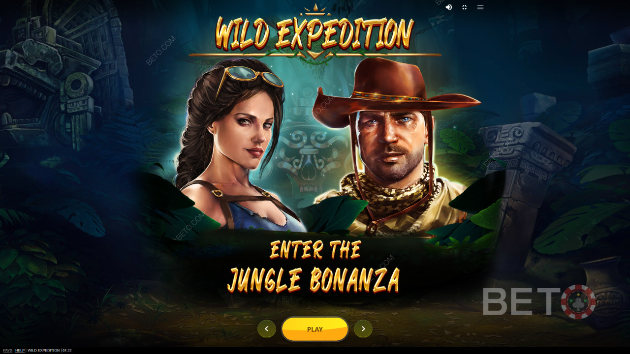 Tag med Nick og Cara på deres næste skattejagt i Wild Expedition spilleautomaten