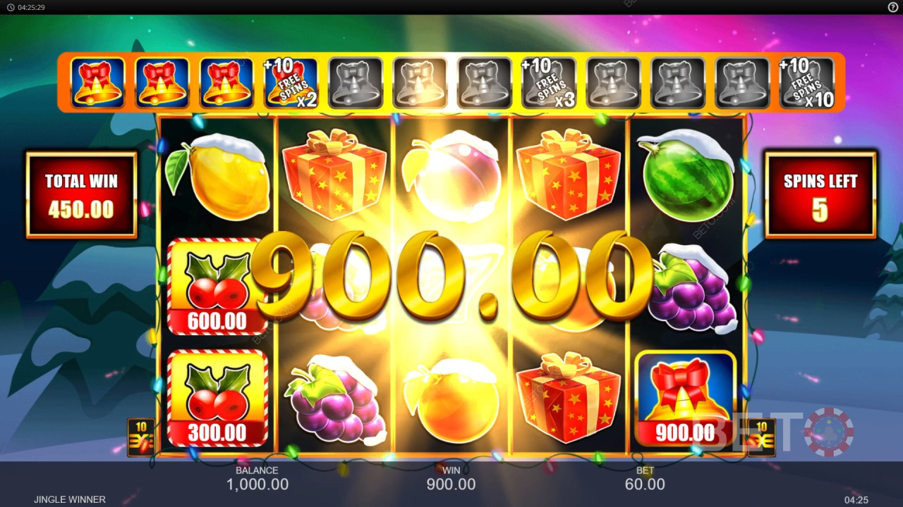 Vind 3.333 gange din indsats i Jingle Winner spilleautomaten!