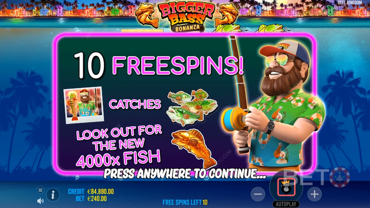 Udløs 10 gratis spins med maks. gevinst på 4.000x dit indskud
