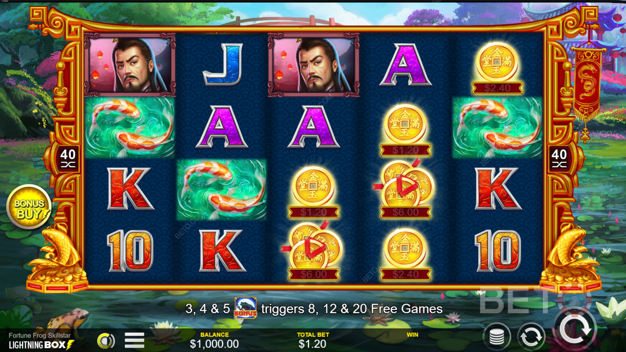 5x4 spillegitter i Fortune Frog Skillstar fra Lightning Box