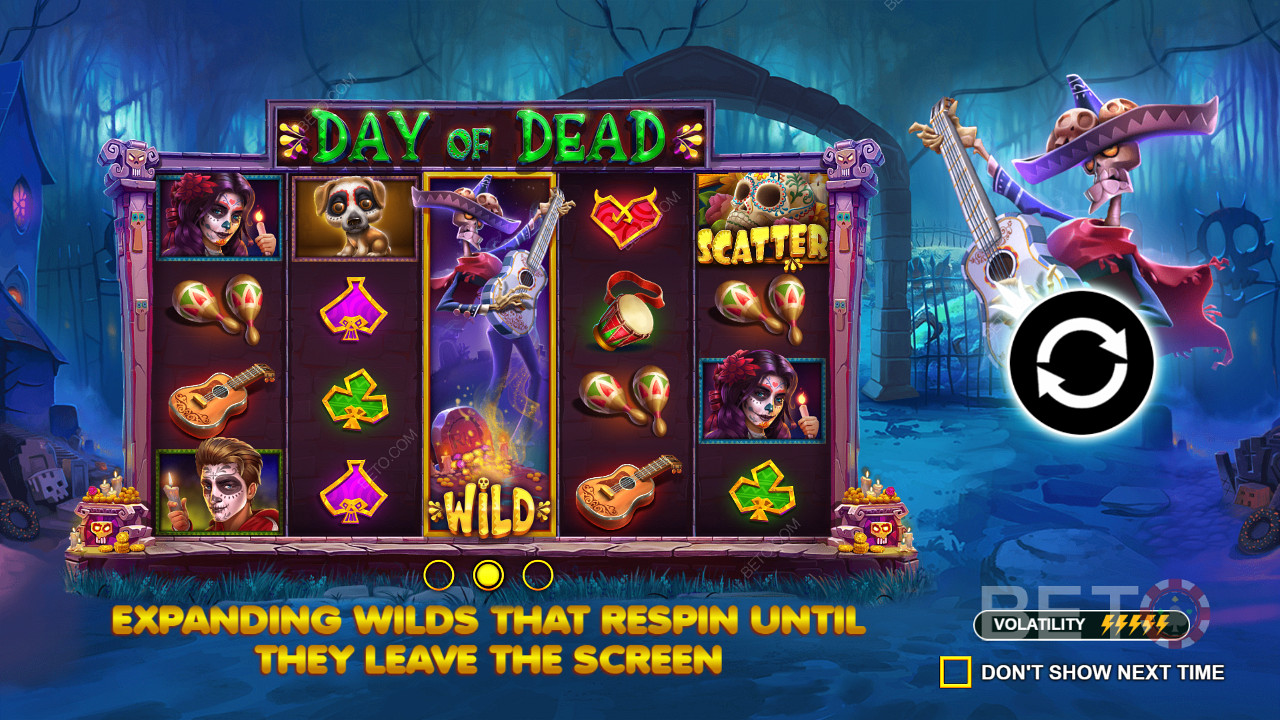 Nyd Vandrende Wilds på Day of Dead online spillemaskinen