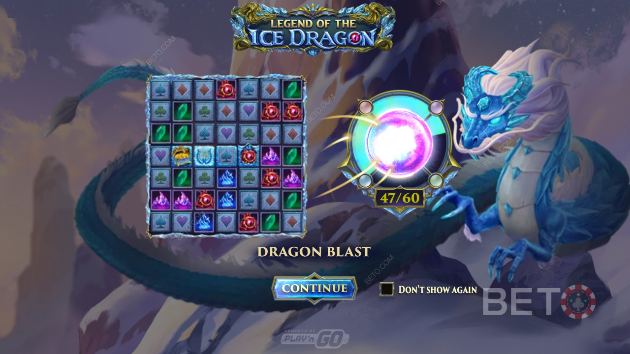 Udløs flere kraftfulde funktioner som Dragon Blast i Legend of the Ice Dragon spil