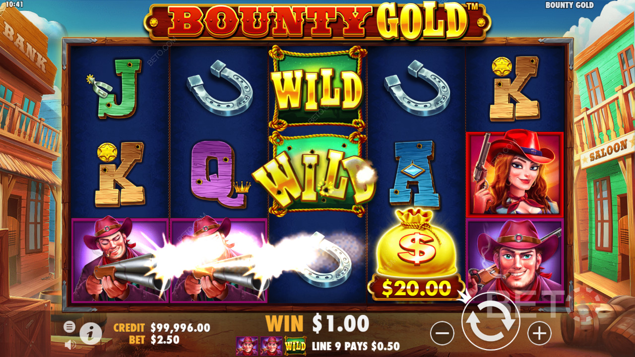 Cowboyer affyrer deres pistoler i Bounty Golds verden