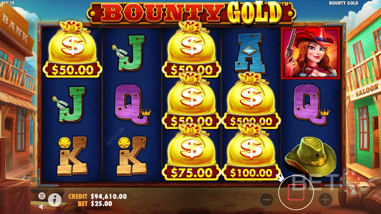 Pengeposer på Bounty Golds spillefelt