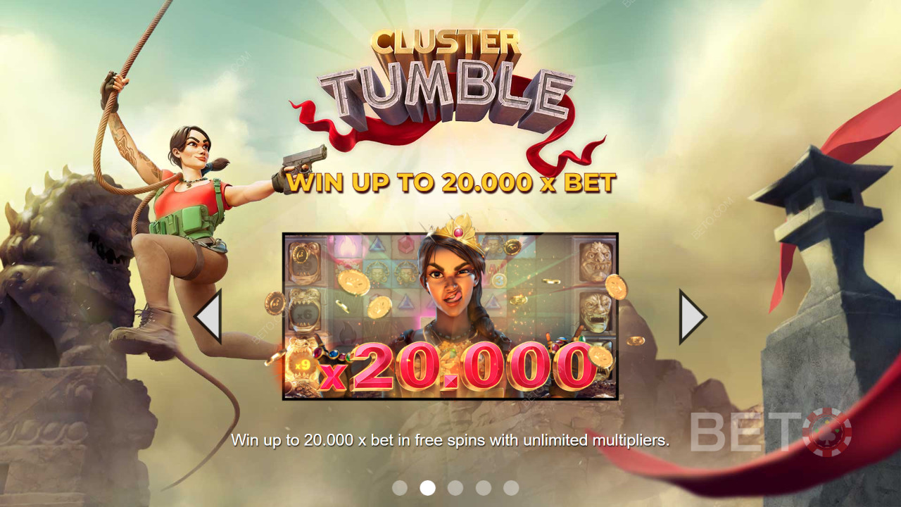 Vind op til 20.000 gange indsatsen i Cluster Tumble online spilleautomat