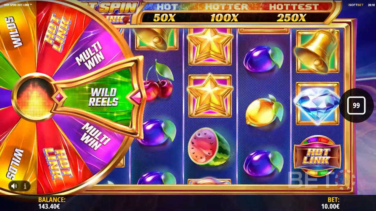 Flotte visuelle effekter i Hot Spin Hot Link
