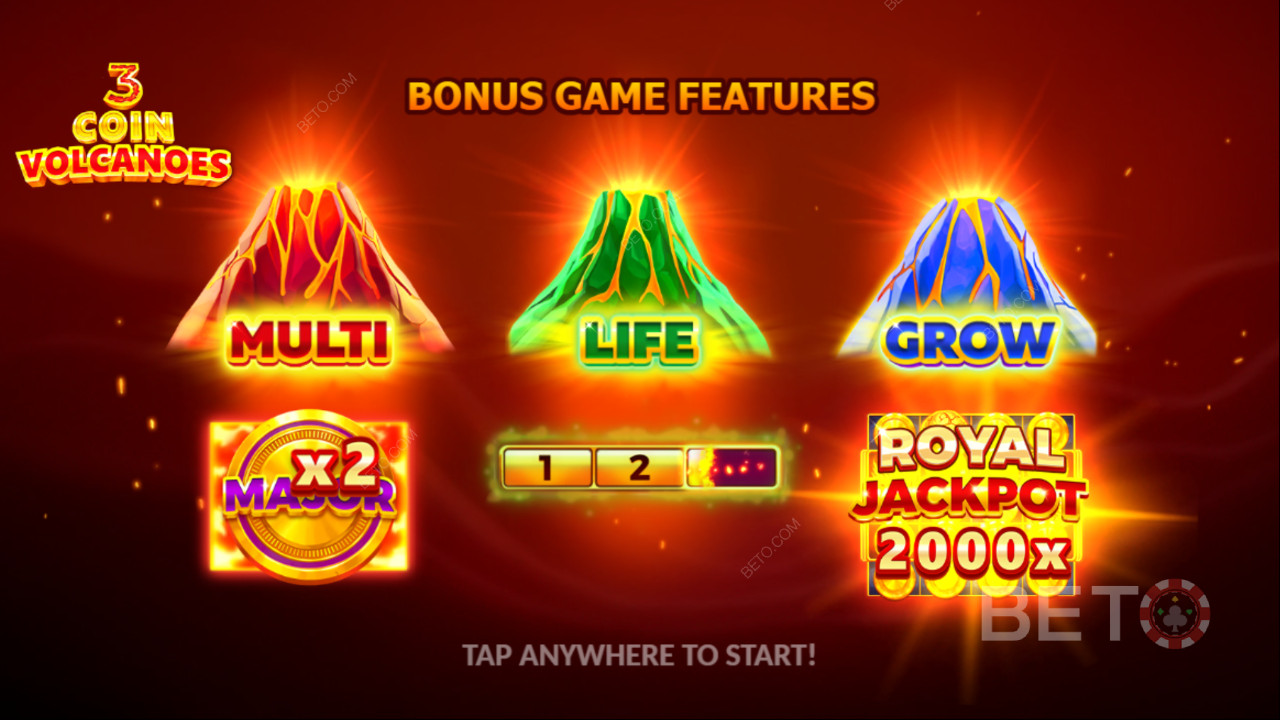Vind 2.000 gange indsatsen i 3 Coin Volcanoes-automaten!
