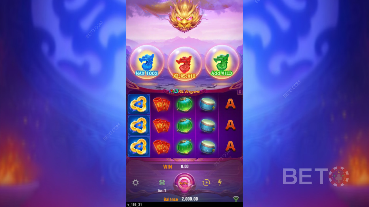 Vind 10.000x Din indsats i 3 Pot Dragons online spilleautomat!