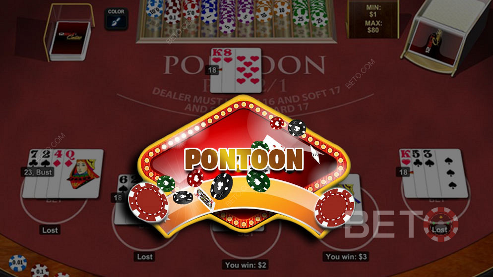 Pontoon er god underholdning. Der er kasino hjælp til kortværdi og til de bedste kort.
