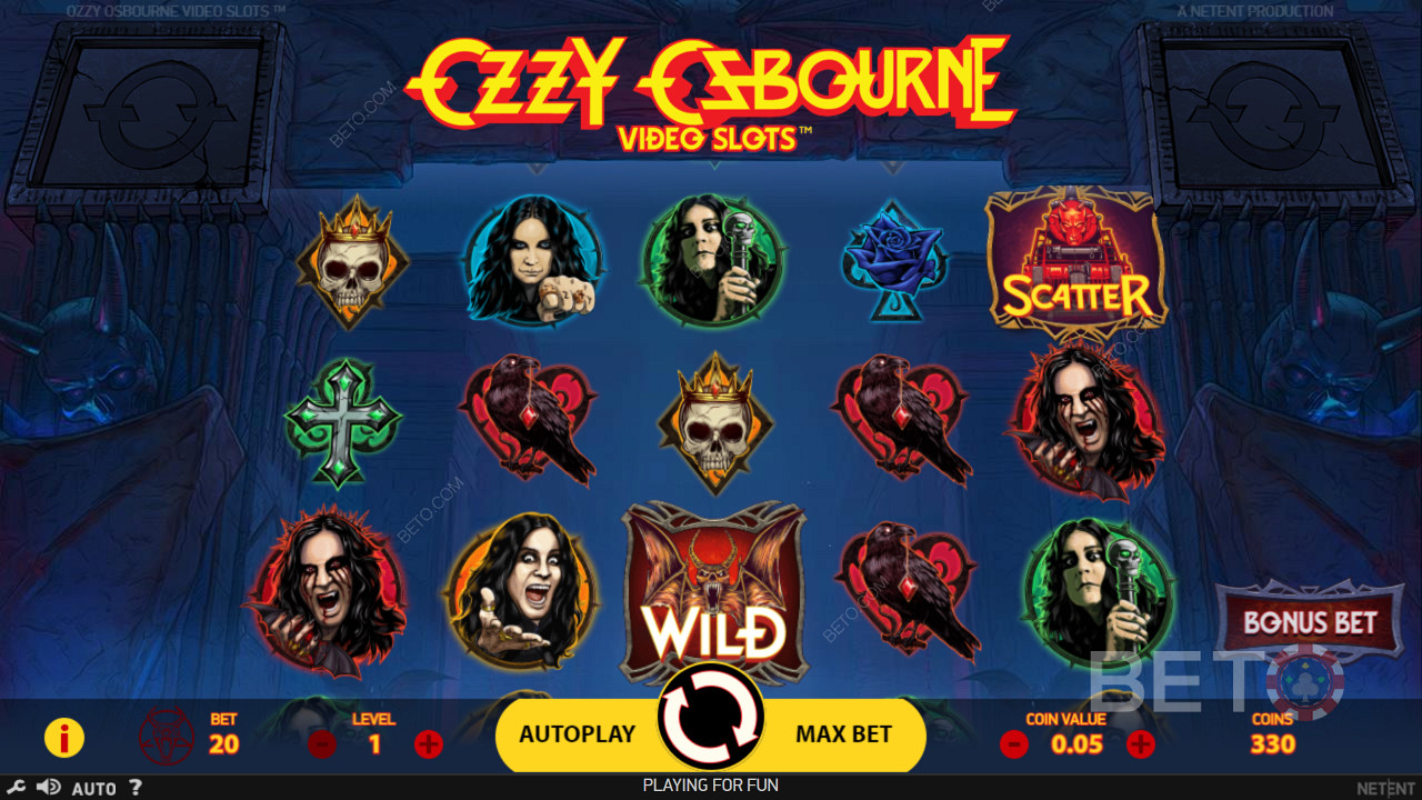 Nyd temaet der fokuserer på den berømte Ozzy på Ozzy Osbourne online spillemaskinen