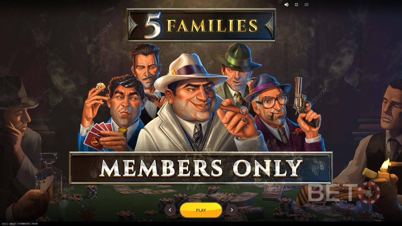 Spil poker med gangstere i 5 Families online spilleautomat