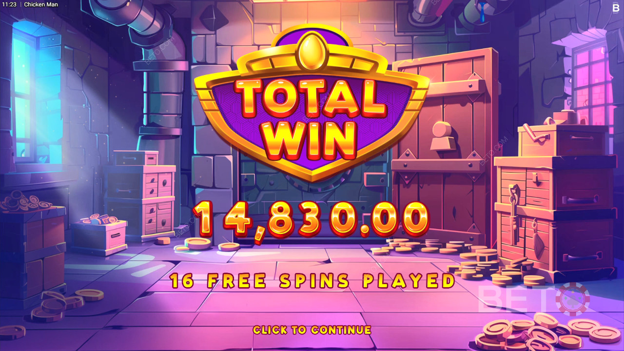 Vind 12.500 gange din indsats i Chicken Man spilleautomaten!