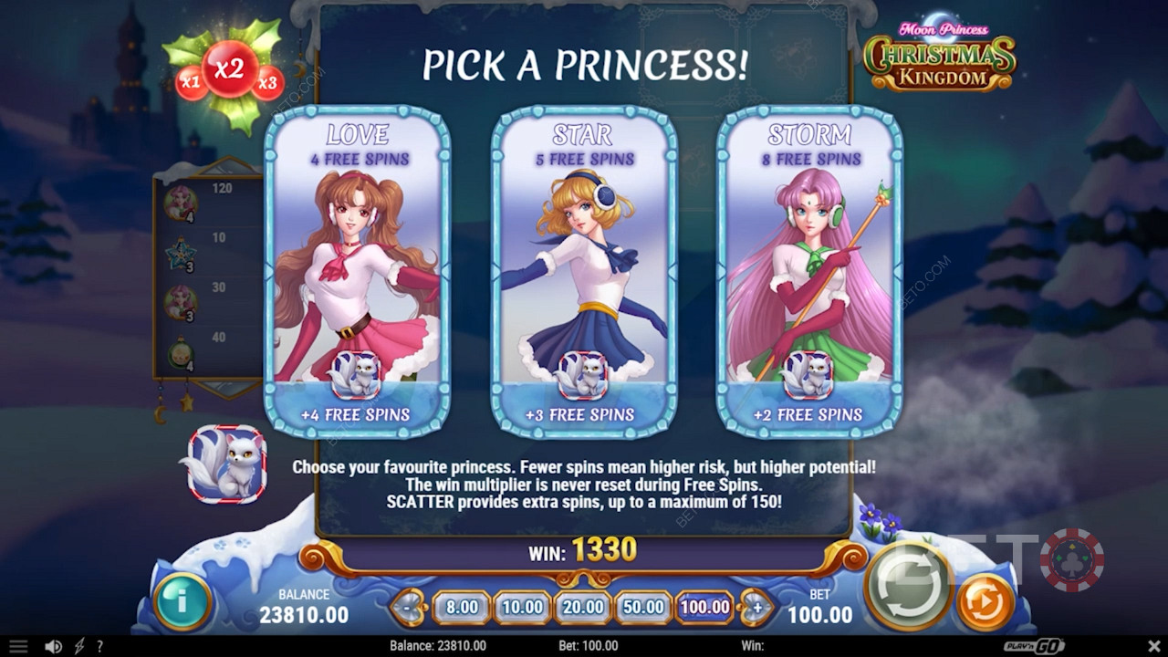 Speciel Free Spins runde i Moon Princess Christmas Kingdom