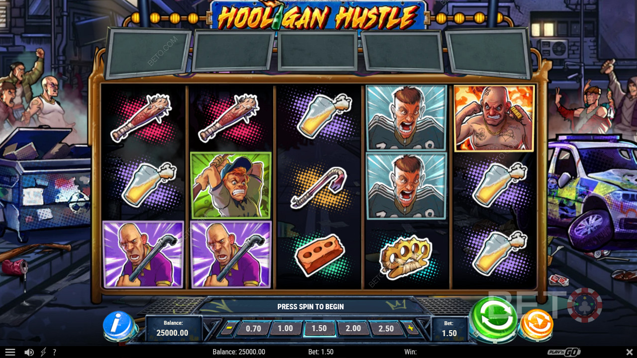Nyd forskellige kraftfulde funktioner som Free Spins i Hooligan Hustle